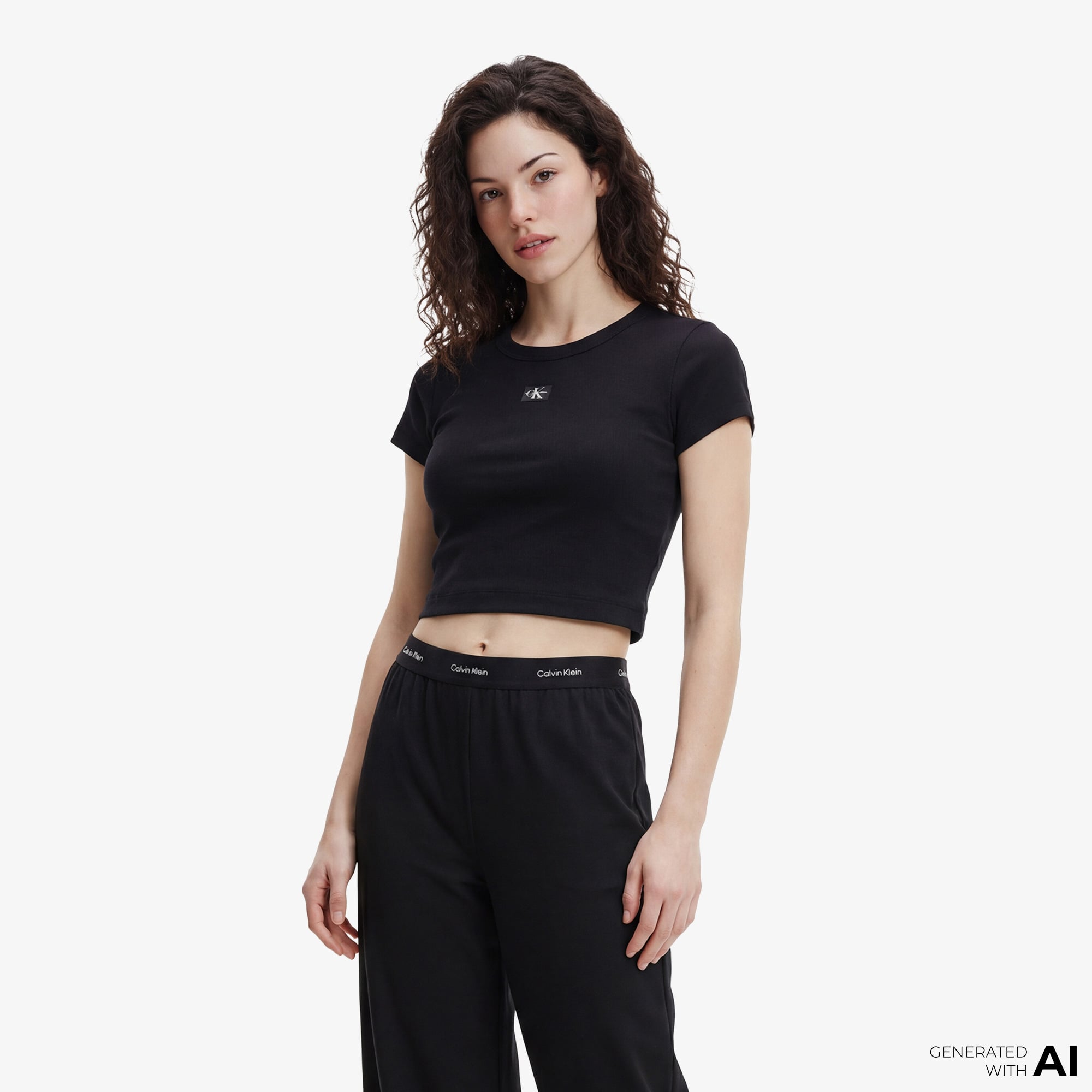  Calvin Klein Ponte Logo Kadın Siyah Pantolon