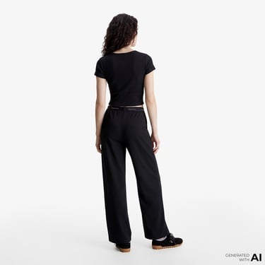  Calvin Klein Ponte Logo Kadın Siyah Pantolon