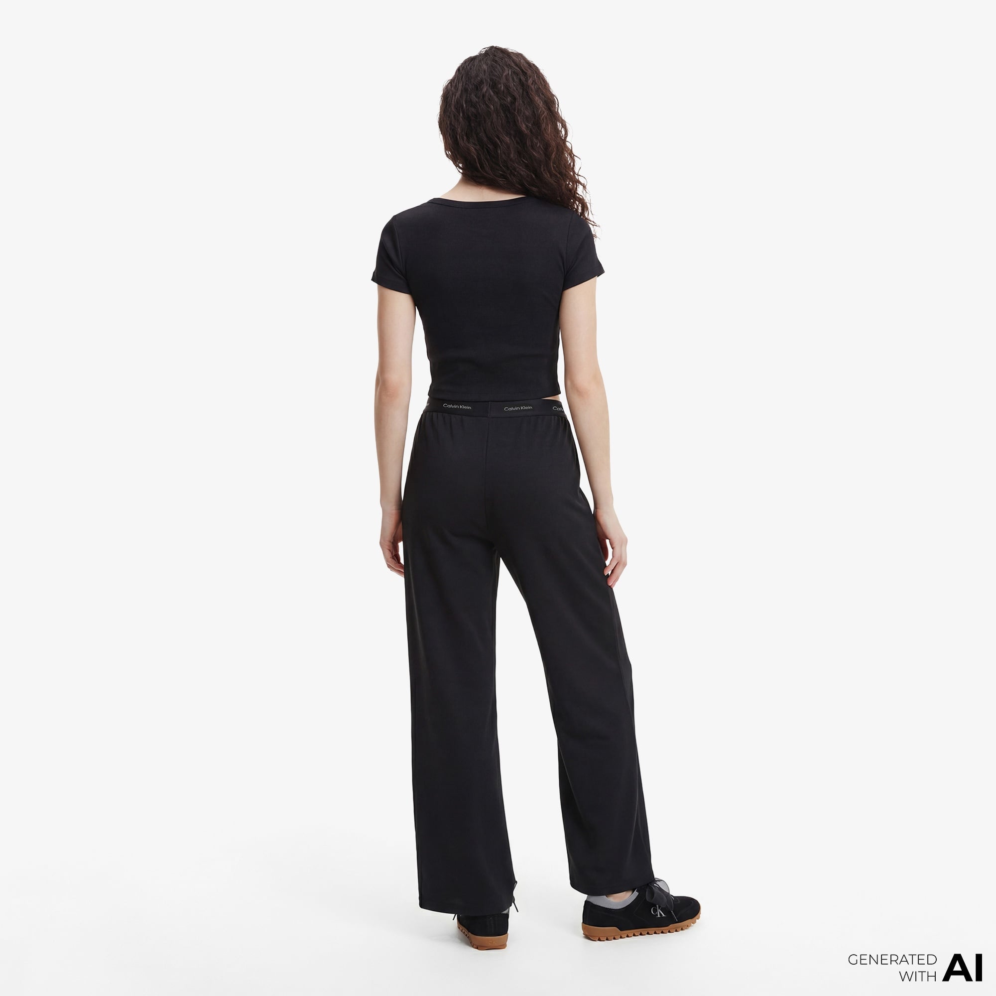 Calvin Klein Woven Label 2X2 Baby Baby Kadın Siyah T-Shirt