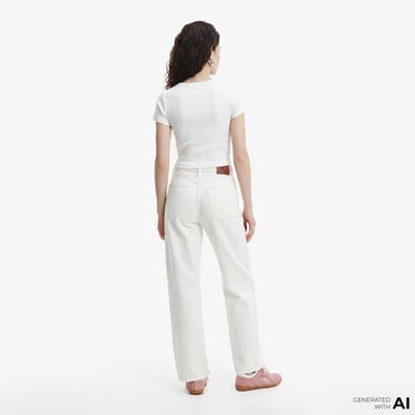  Calvin Klein Woven Label 2X2 Baby Rib Baby Kadın Beyaz T-Shirt