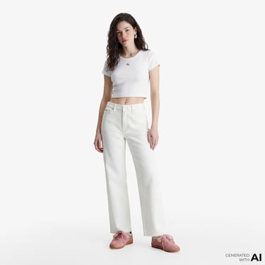  Calvin Klein Woven Label 2X2 Baby Rib Baby Kadın Beyaz T-Shirt