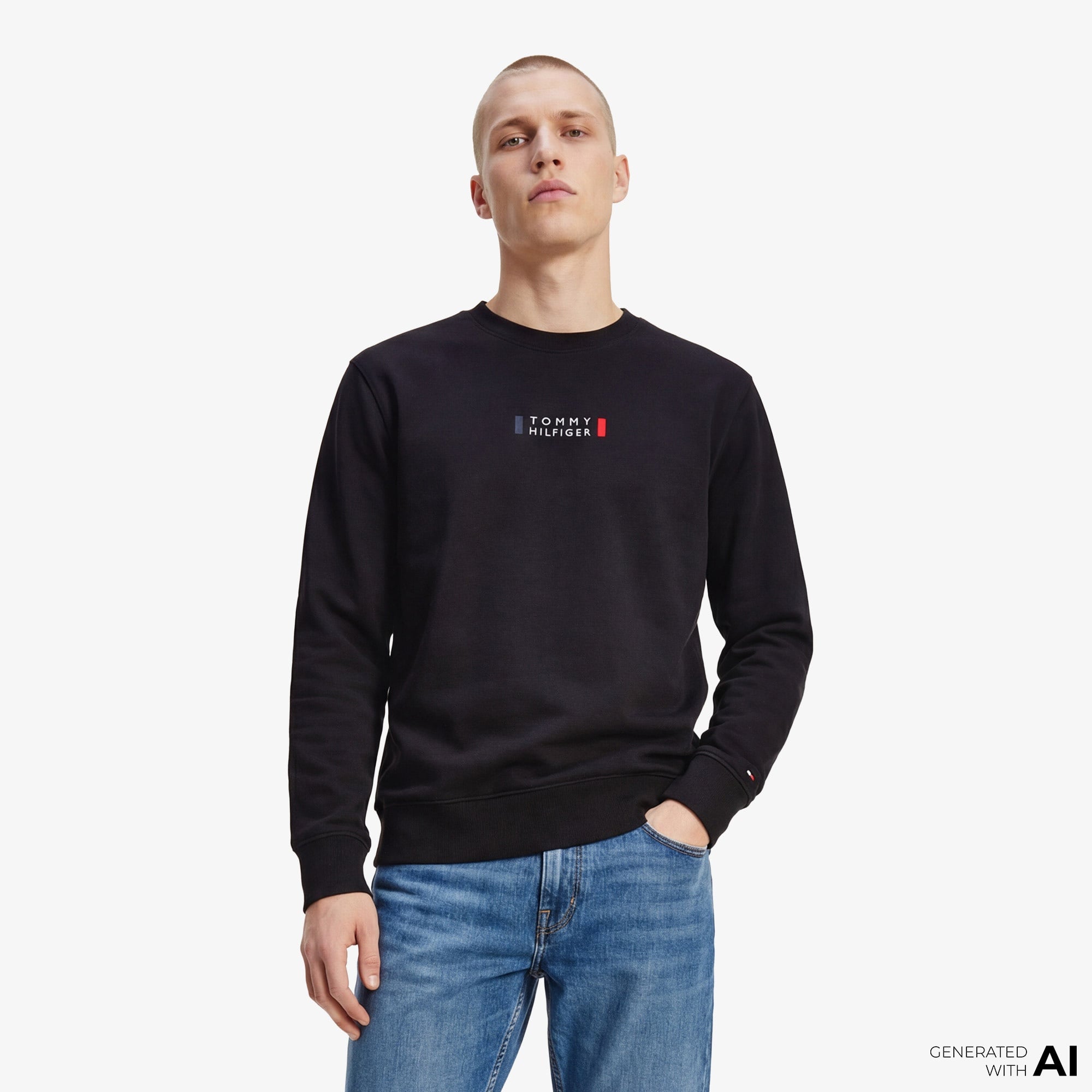 Tommy Hilfiger Brand Love Graphic Erkek Siyah Sweatshirt