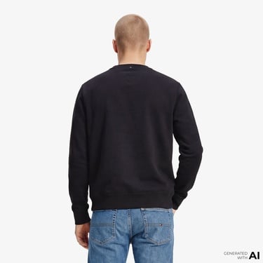  Tommy Hilfiger Brand Love Graphic Erkek Siyah Sweatshirt