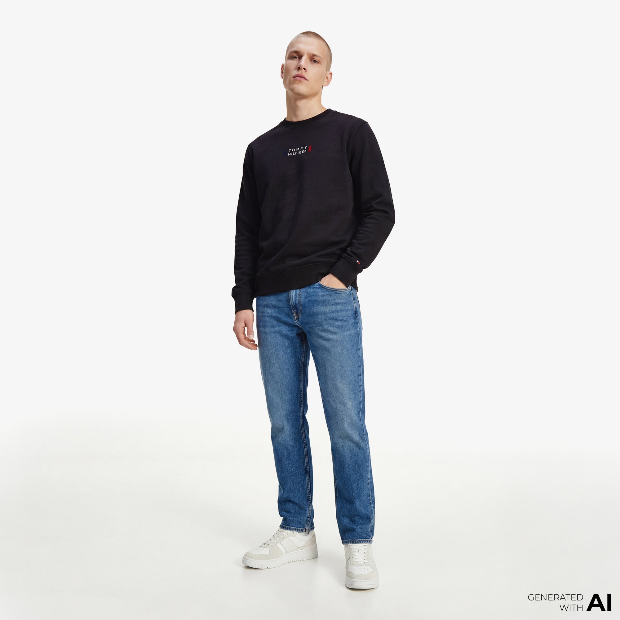 Tommy Hilfiger Brand Love Graphic Erkek Siyah Sweatshirt