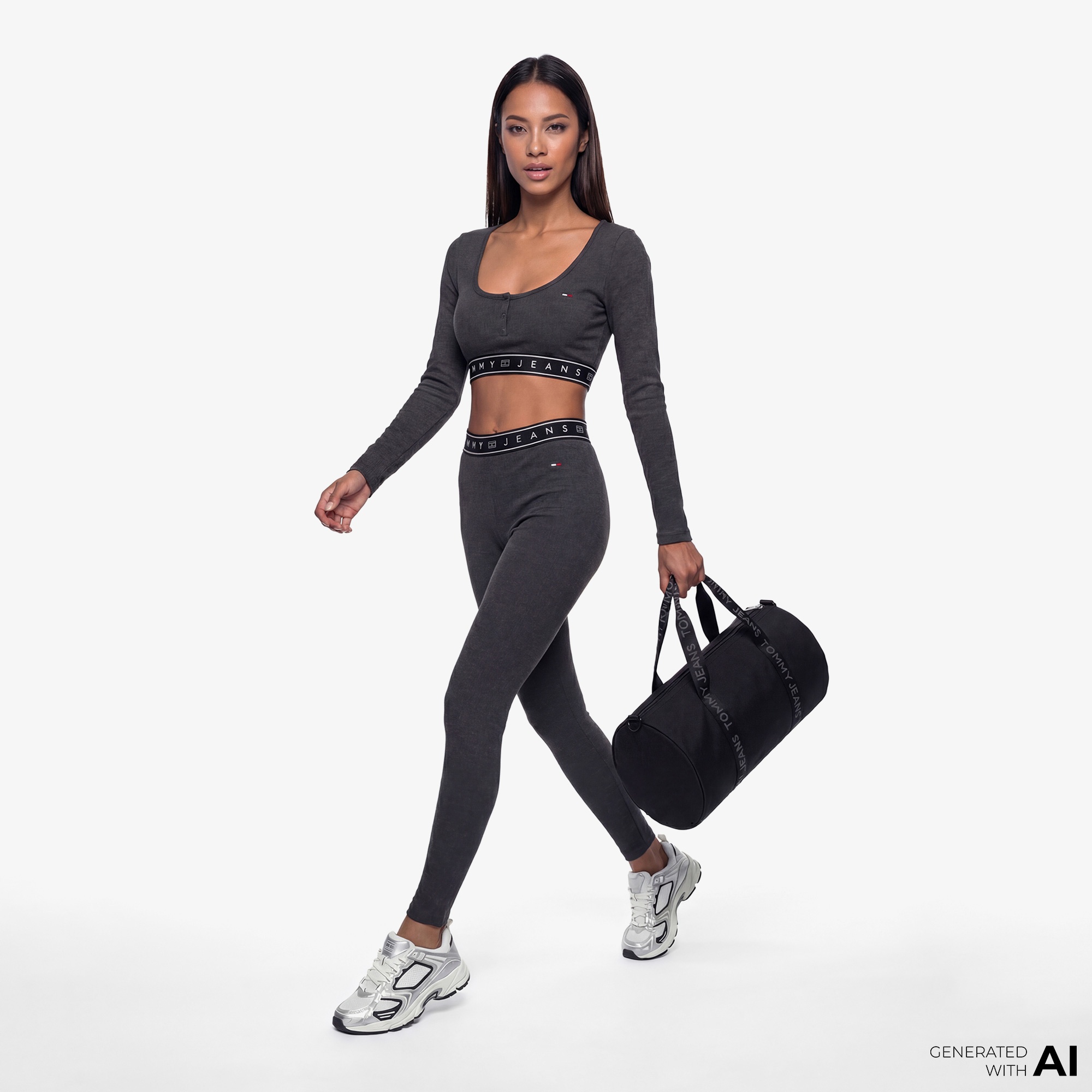 Tommy Hilfiger D3 Kadın Gri Uzun Kollu T-Shirt