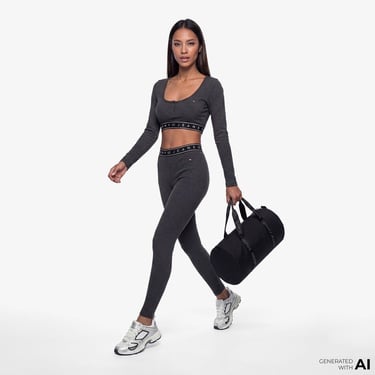  Tommy Hilfiger D3 Kadın Gri Uzun Kollu T-Shirt