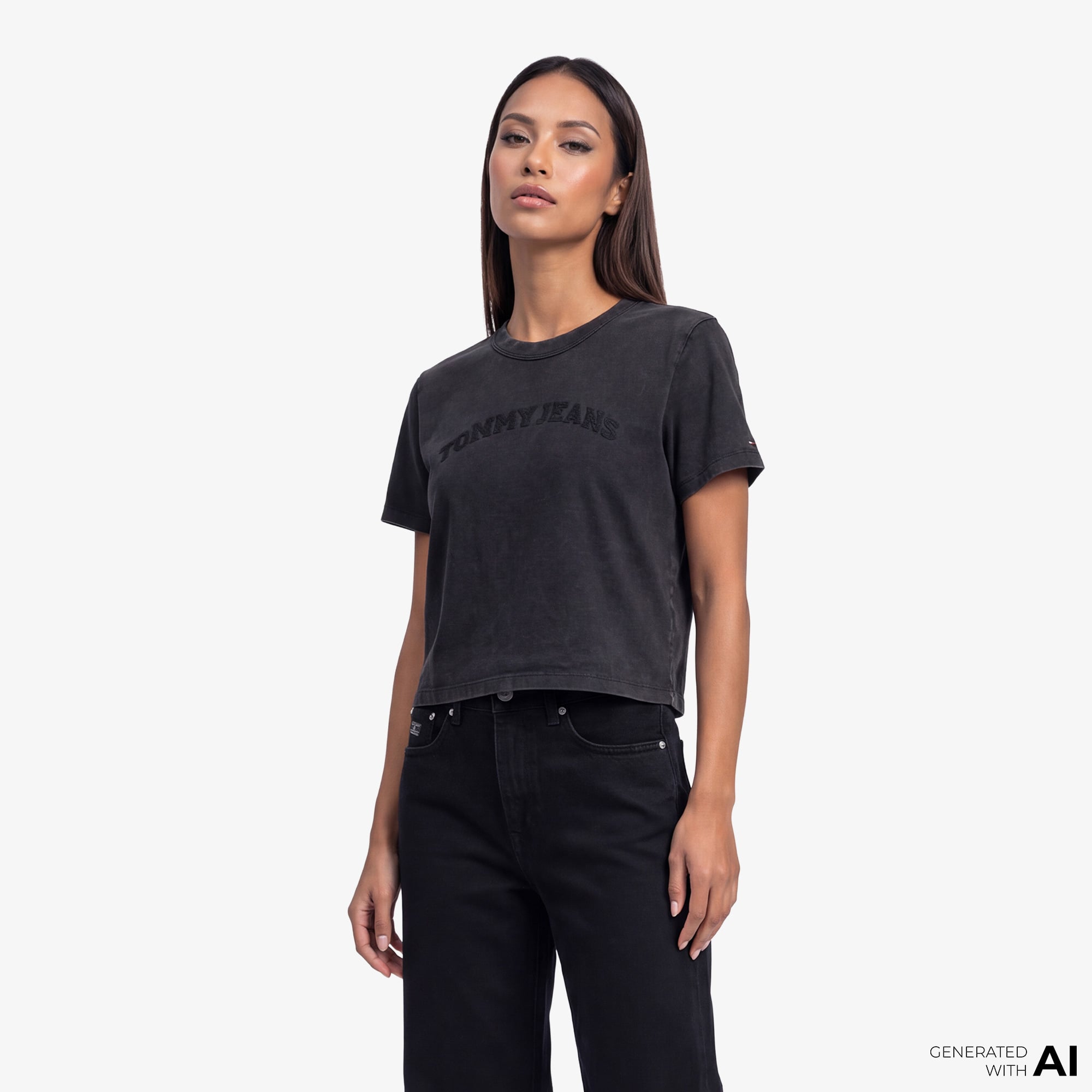  Tommy Hilfiger Varsity Prep Kadın Siyah T-Shirt