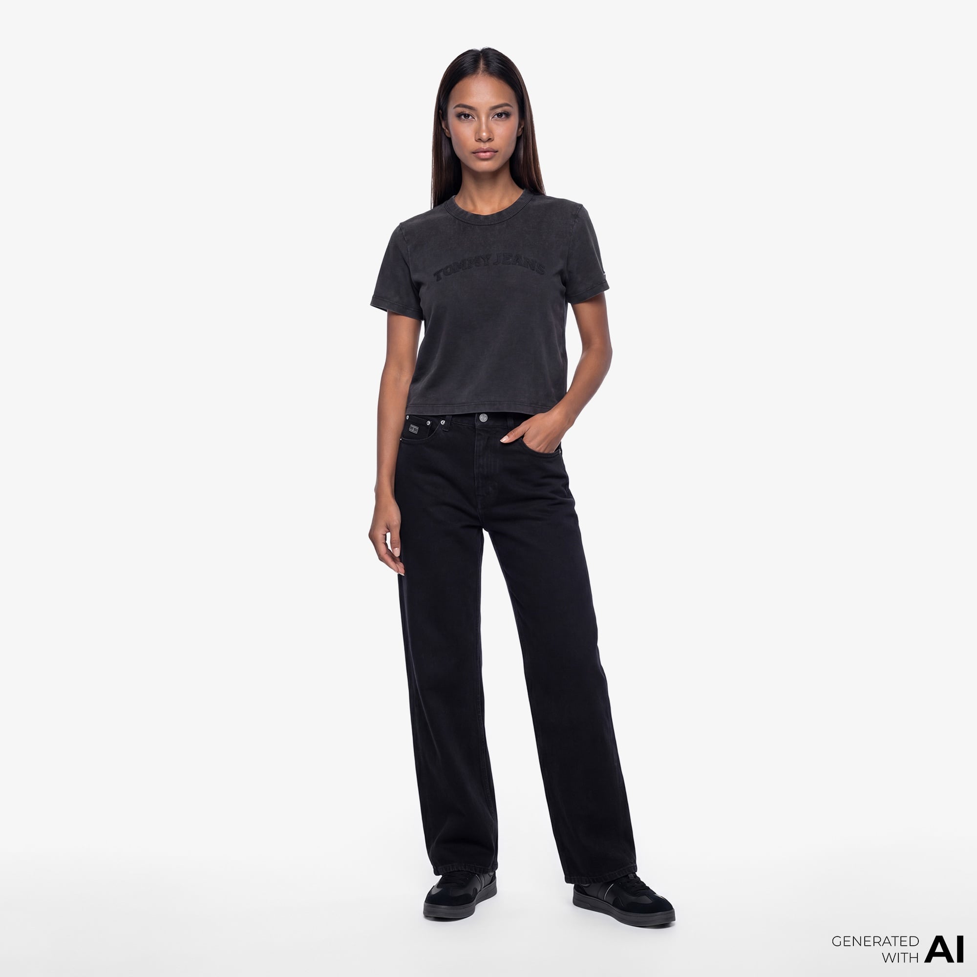 Tommy Hilfiger Varsity Prep Kadın Siyah T-Shirt