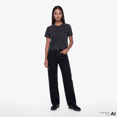  Tommy Hilfiger Varsity Prep Kadın Siyah T-Shirt