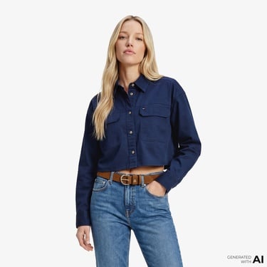  Tommy Hilfiger Modern Prep Kadın Lacivert Gömlek