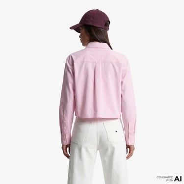  Tommy Hilfiger Denim Essentials Kadın Pembe Gömlek