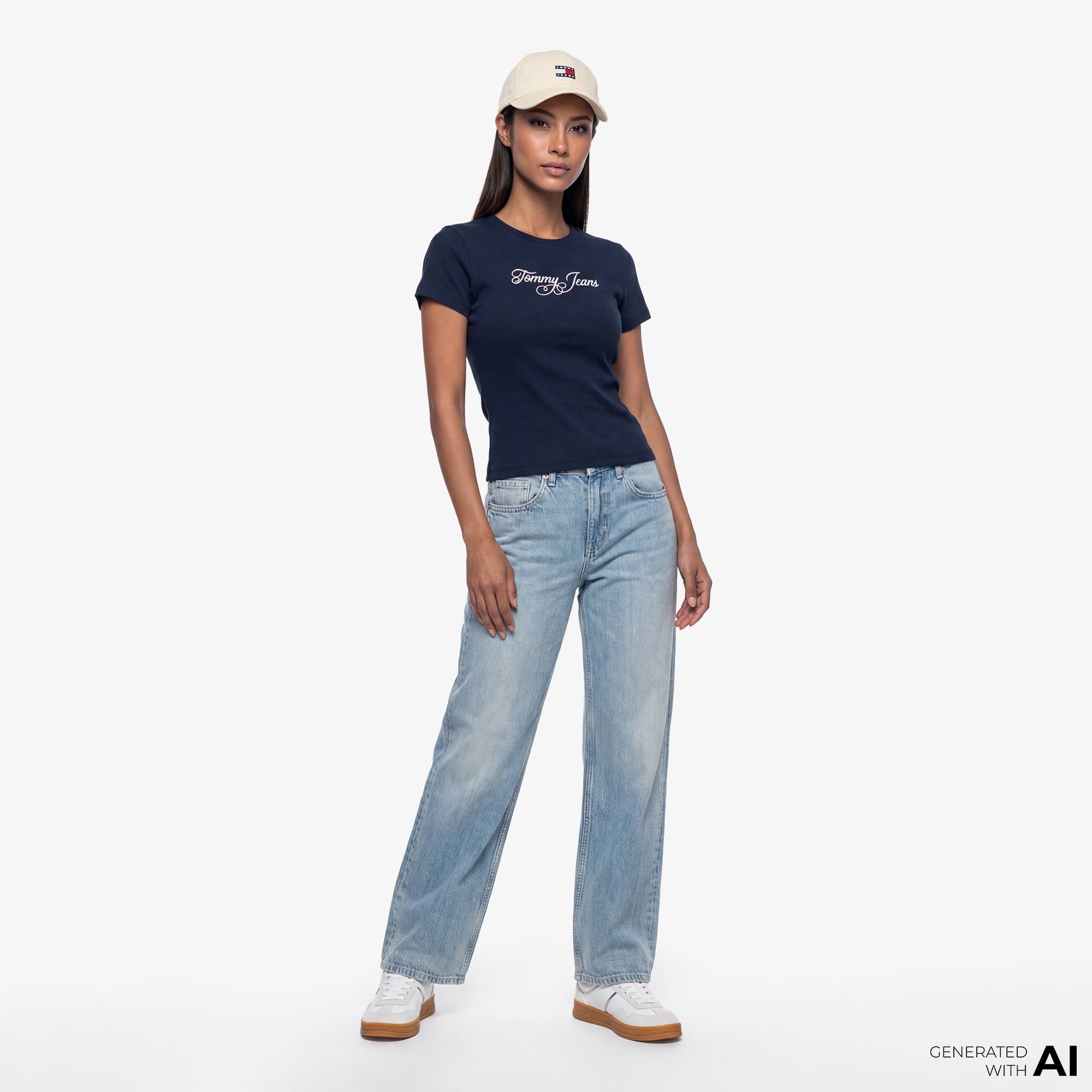 Tommy Hilfiger Essential Logo Kadın Lacivert T-Shirt