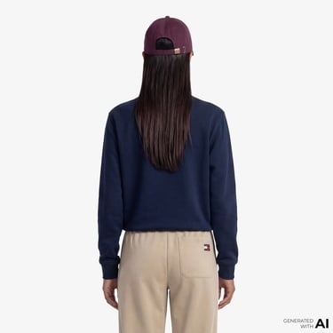  Tommy Hilfiger Essential Logo Kadın Lacivert Sweatshirt