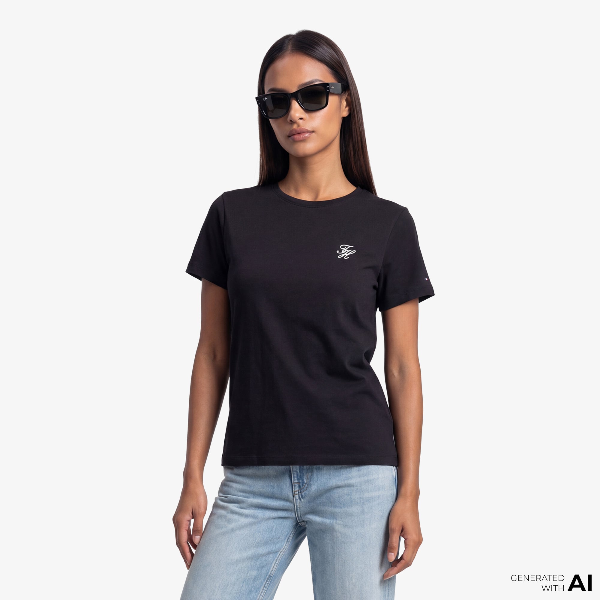  Tommy Hilfiger Script Kadın Siyah T-Shirt