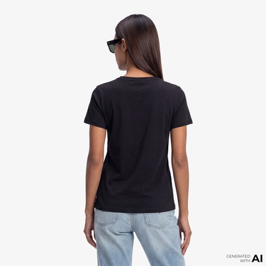  Tommy Hilfiger Script Kadın Siyah T-Shirt