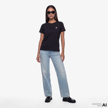  Tommy Hilfiger Script Kadın Siyah T-Shirt