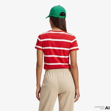  Tommy Hilfiger Script Kadın Kırmızı T-Shirt