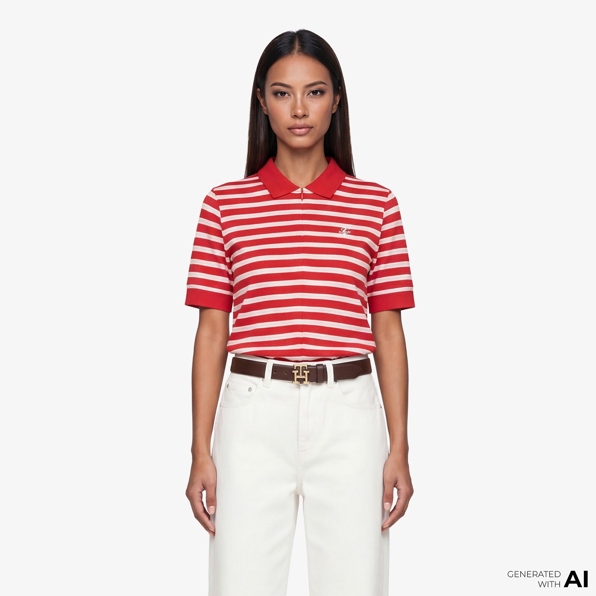 Tommy Hilfiger Script Liyosel Kadın Kırmızı Polo T-Shirt
