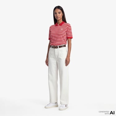  Tommy Hilfiger Script Liyosel Kadın Kırmızı Polo T-Shirt