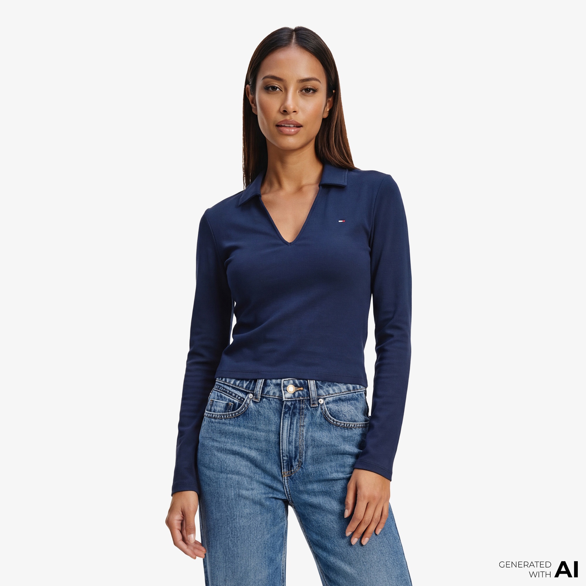 Tommy Hilfiger Modern Cody Kadın Lacivert Polo T-Shirt