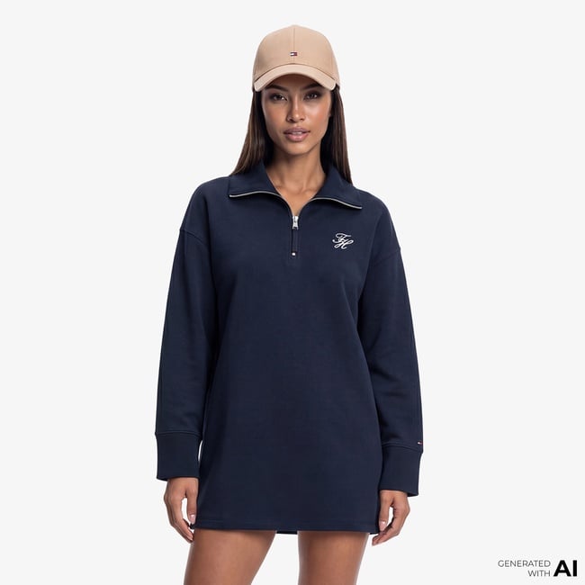  Tommy Hilfiger Script Kadın Lacivert Elbise