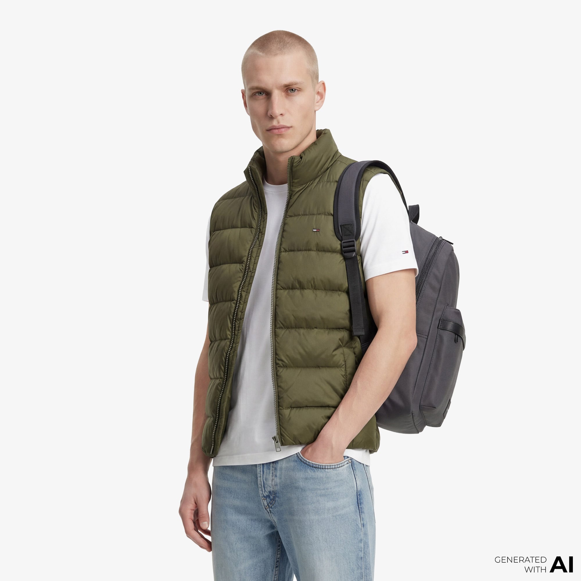  Tommy Hilfiger Light Down Erkek Yeşil Yelek