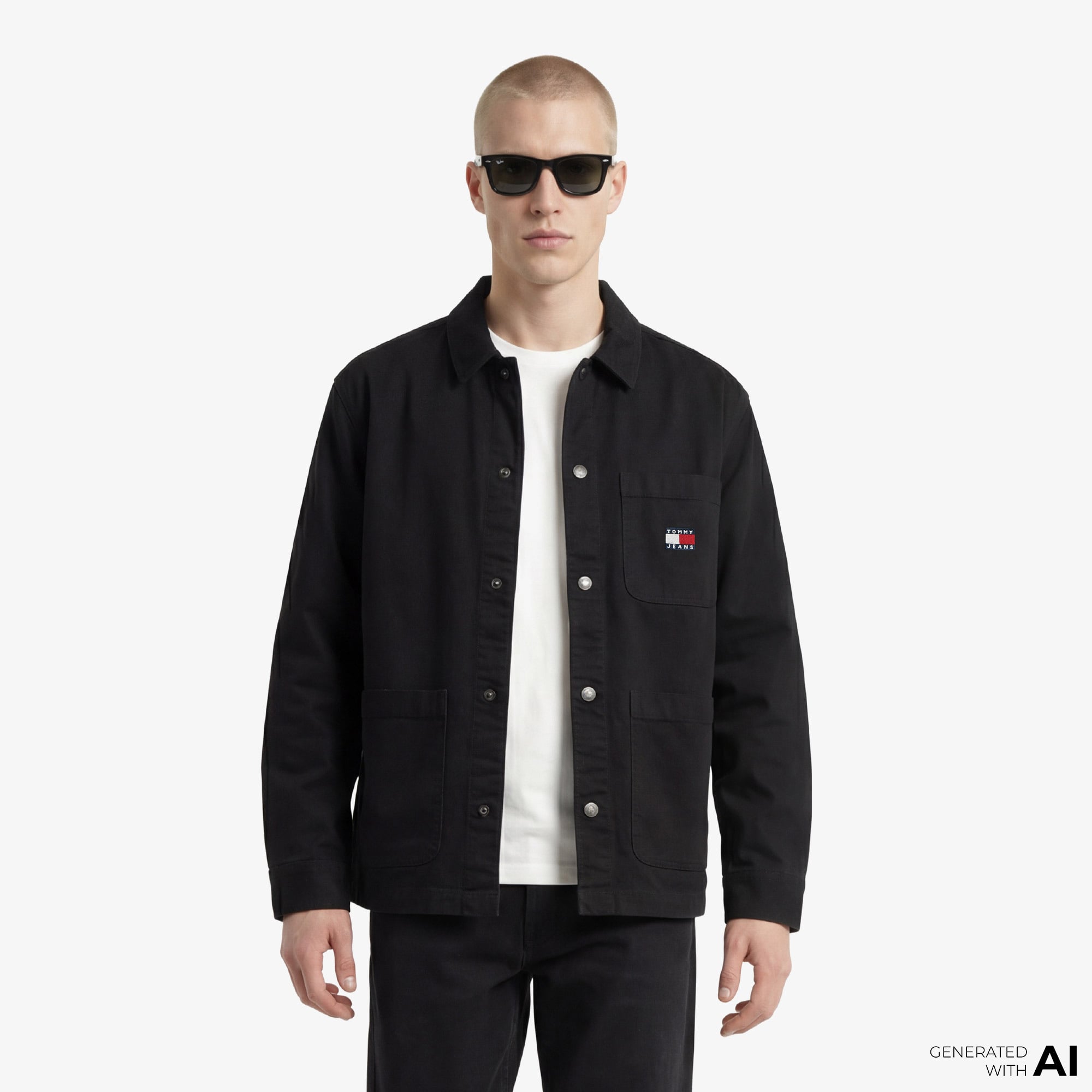  Tommy Hilfiger Overshirt Erkek Siyah Gömlek