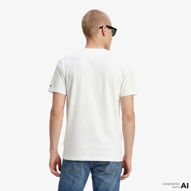  Tommy Hilfiger Signature Erkek Beyaz T-Shirt