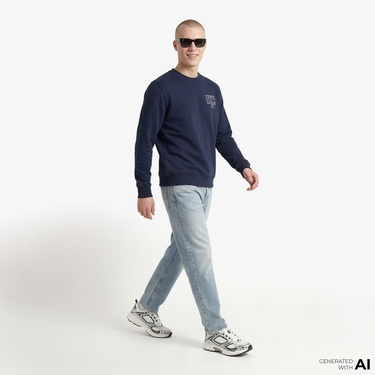  Tommy Hilfiger Signature Erkek Lacivert Sweatshirt