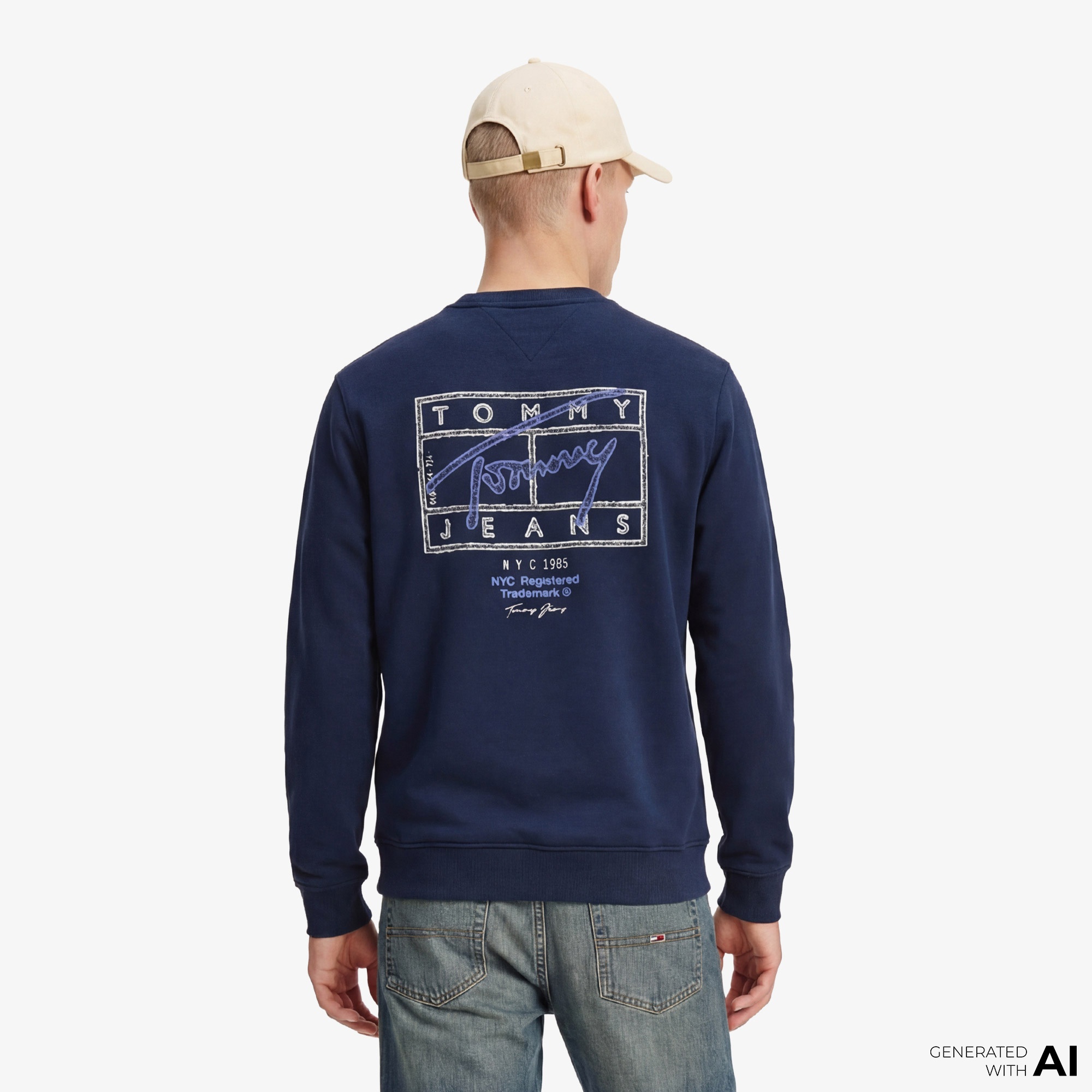 Tommy Hilfiger Dna Graphics Erkek Lacivert Sweatshirt