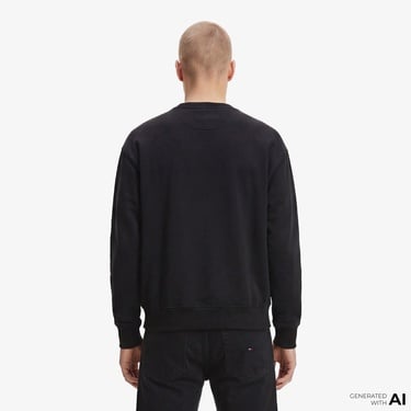  Tommy Hilfiger Flag Bearer Erkek Siyah Sweatshirt