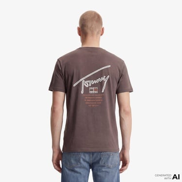  Tommy Hilfiger Signature Erkek Kahverengi T-Shirt