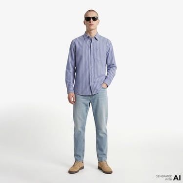  Tommy Hilfiger Twill Erkek Mavi Gömlek