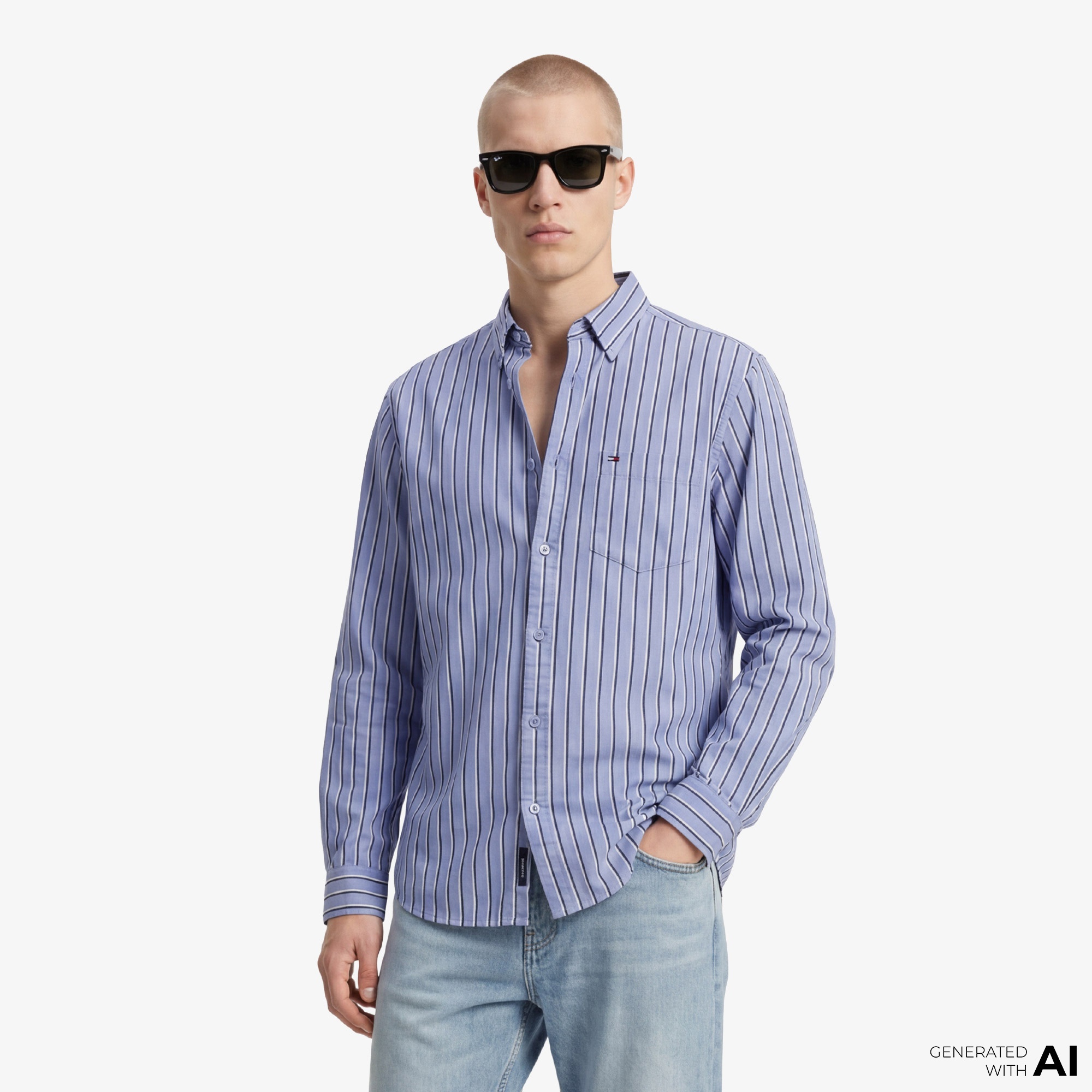 Tommy Hilfiger Twill Erkek Mavi Gömlek