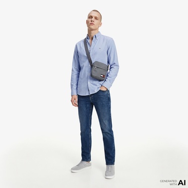  Tommy Hilfiger Oxford Erkek Mavi Gömlek