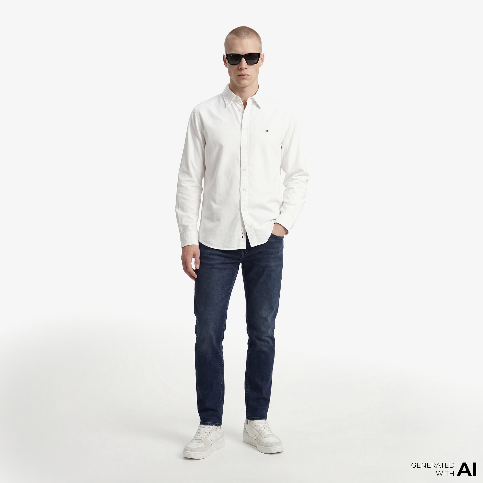 Tommy Hilfiger Denim Essentials Kadın Beyaz Gömlek