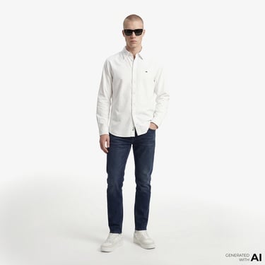  Tommy Hilfiger Denim Essentials Kadın Beyaz Gömlek