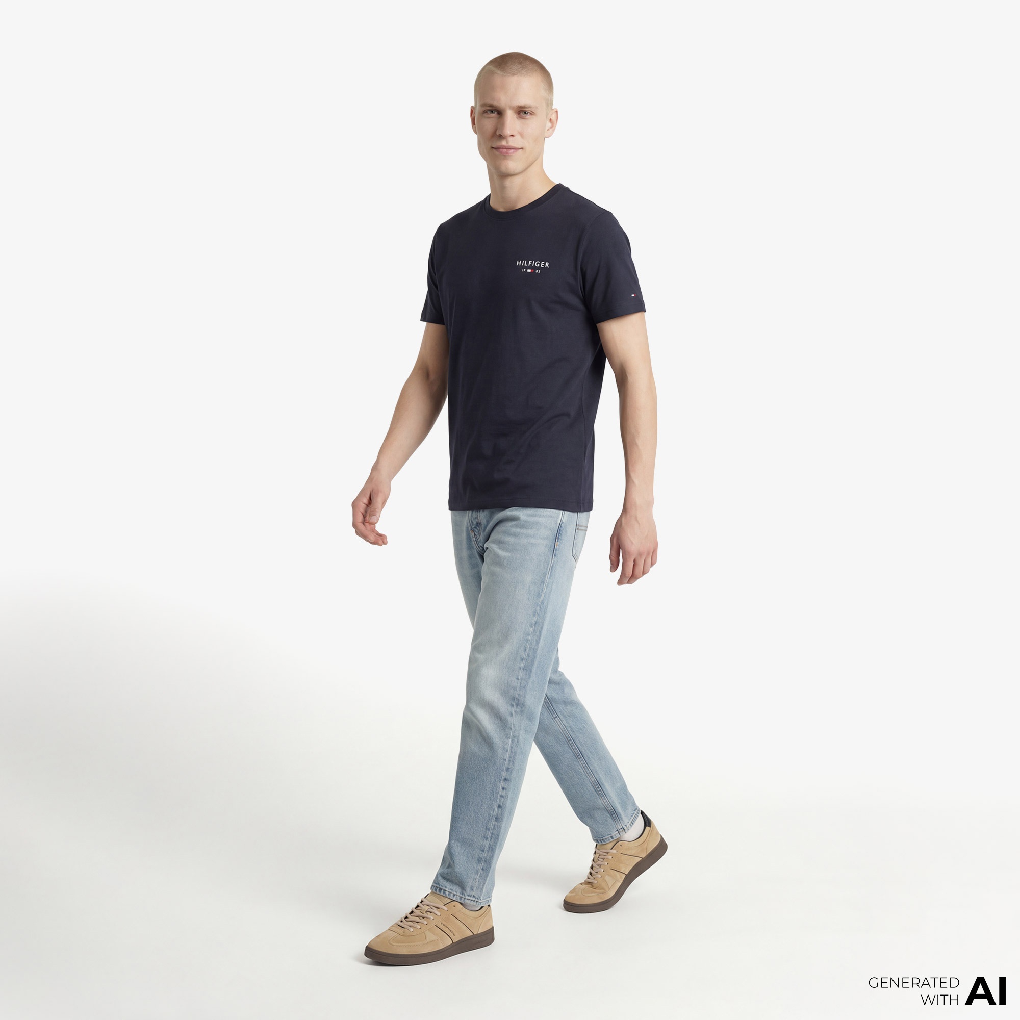 Tommy Hilfiger Brand Love Graphic Erkek Lacivert T-Shirt