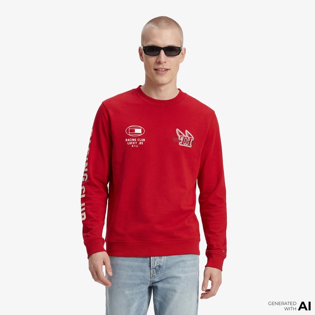  Tommy Hilfiger Moto Pack Erkek Kırmızı Uzun Kollu T-Shirt