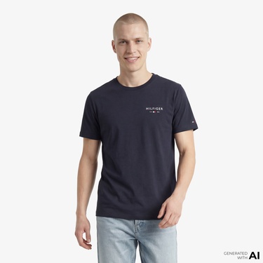  Tommy Hilfiger Brand Love Graphic Erkek Lacivert T-Shirt
