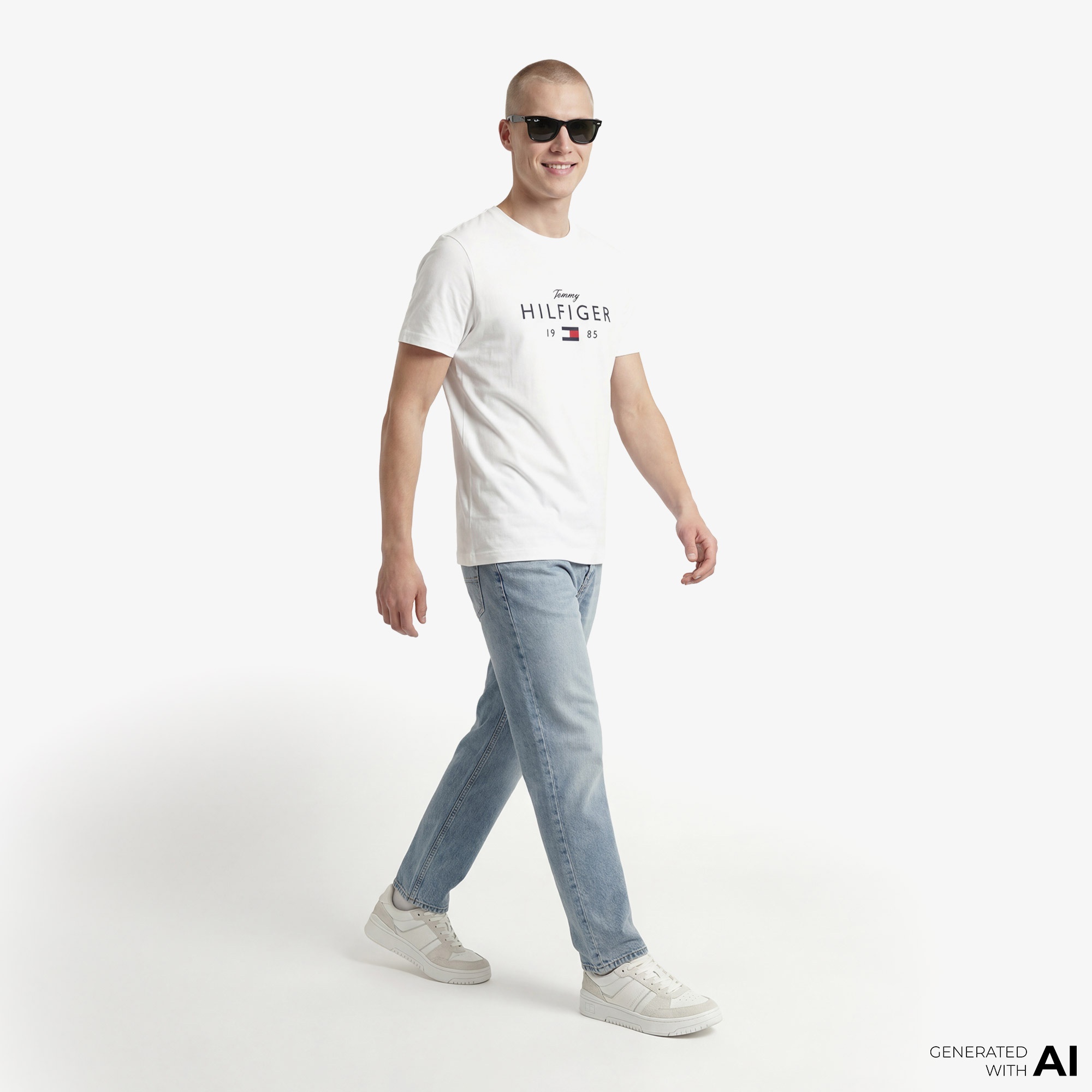 Tommy Hilfiger Brand Love Graphic Erkek Beyaz T-Shirt