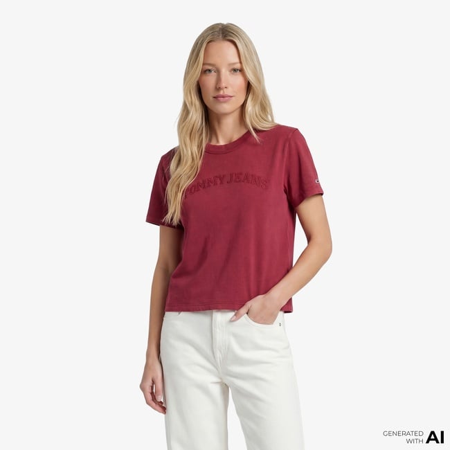  Tommy Hilfiger Varsity Prep Kadın Pembe T-Shirt