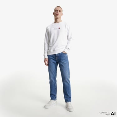  Tommy Hilfiger Brand Love Graphic Erkek Beyaz Sweatshirt