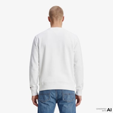  Tommy Hilfiger Brand Love Graphic Erkek Beyaz Sweatshirt