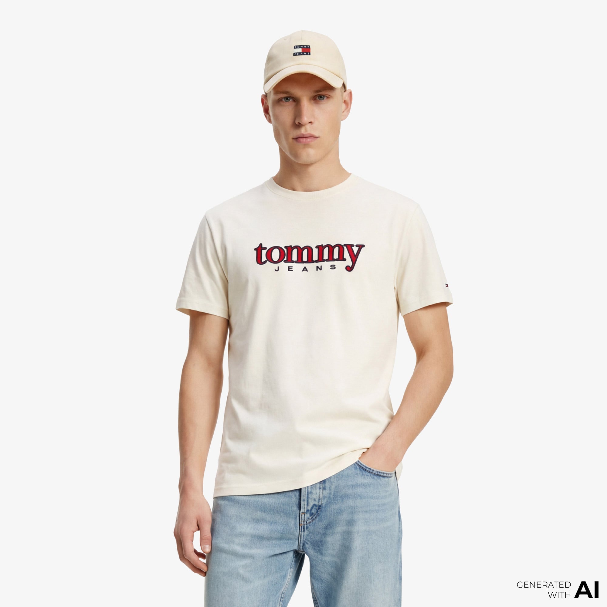  Tommy Hilfiger Dna Graphics Erkek Beyaz T-Shirt