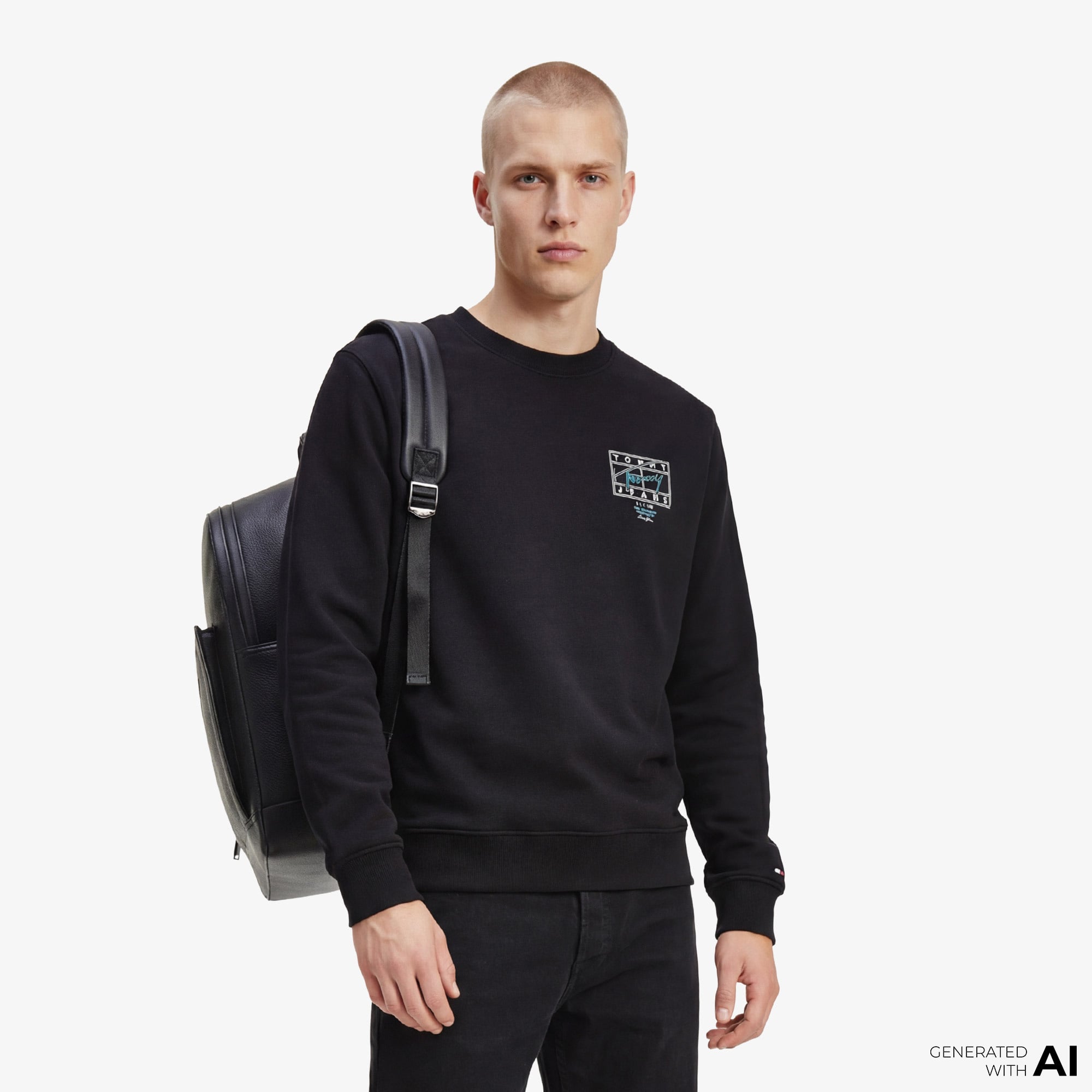  Tommy Hilfiger Signature Erkek Siyah Sweatshirt