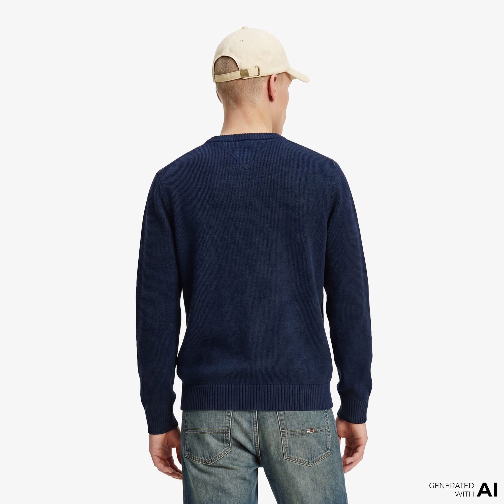 Tommy Hilfiger Linear Erkek Lacivert Triko