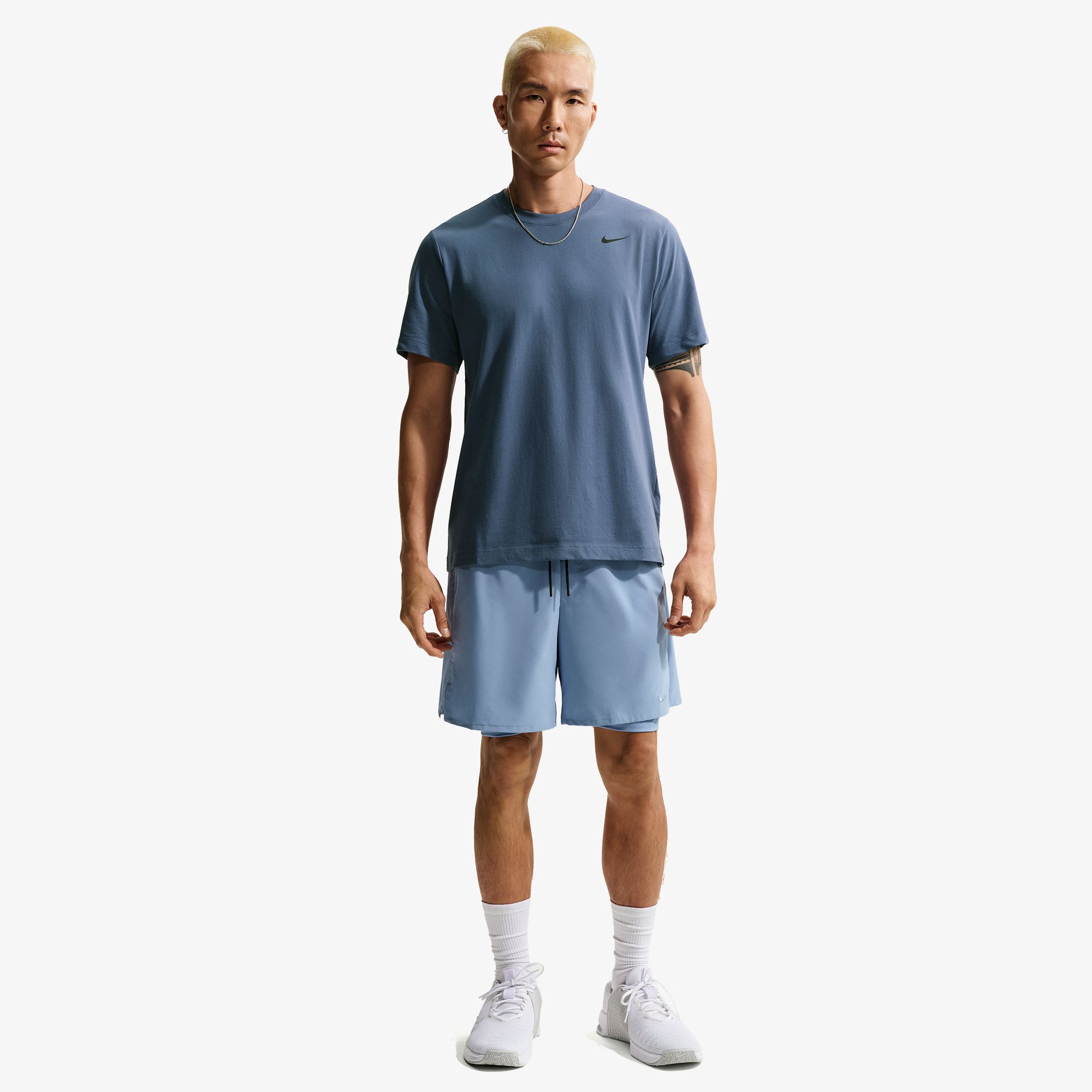  Nike Dri-Fit Crew Solid Erkek Mavi T-Shirt