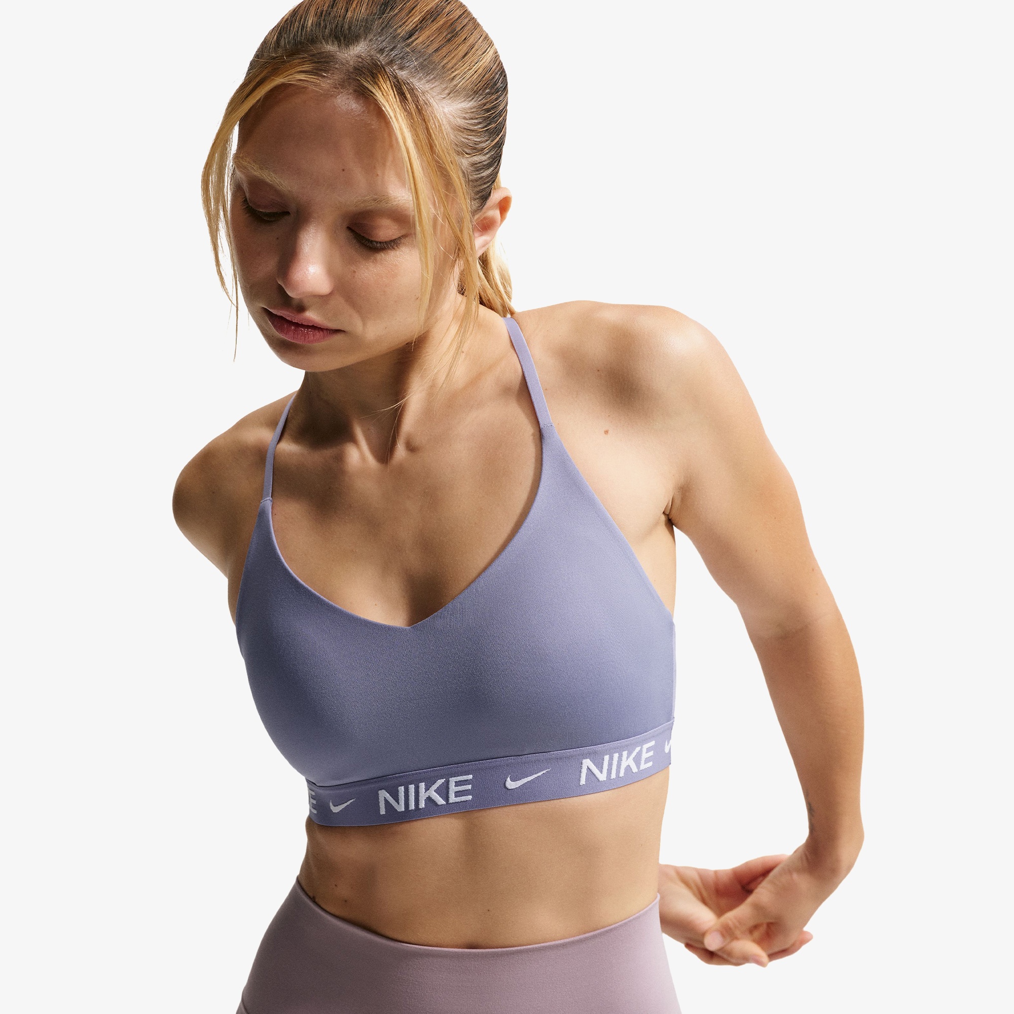 Nike Dri-Fit Indy Light Support Kadın Mor Bra