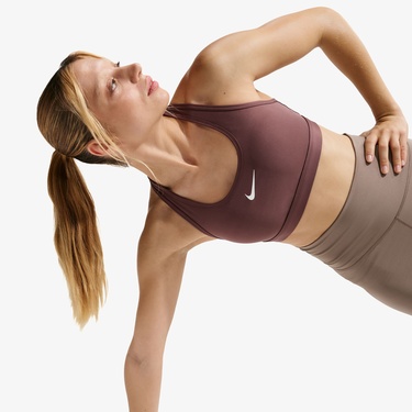  Nike Swoosh Medium Support Kadın Bordo Bra